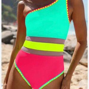 Vibrant One-Shoulder One Piece Swimsuit XXL
